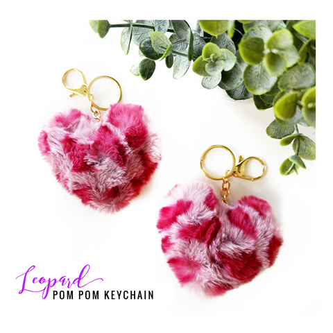Leopard Pom Pom Keychain